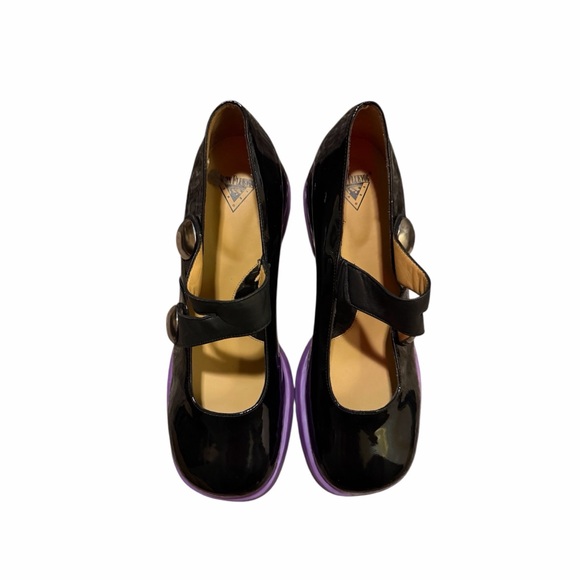 John Fluevog Black and Purple Mary Jane Shoes - Picture 5 of 7